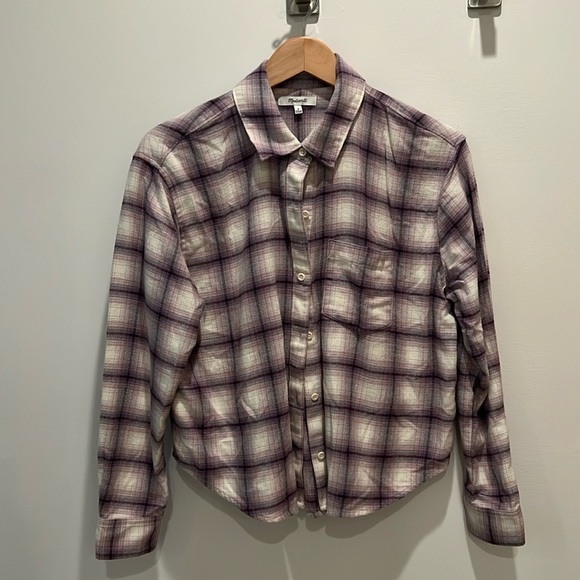 Madewell Purple Plaid Button Down Shirt. NWOT, Super cute, size M. - Picture 8 of 8